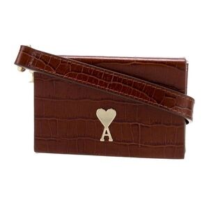 AMI Alexandre Mattiussi Paris Brown Croc-Embossed Mini Box Bag